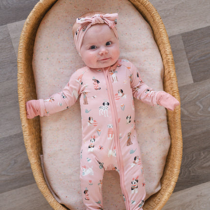Puppy Egg Hunt (Convertible Zip Footies) - Pink