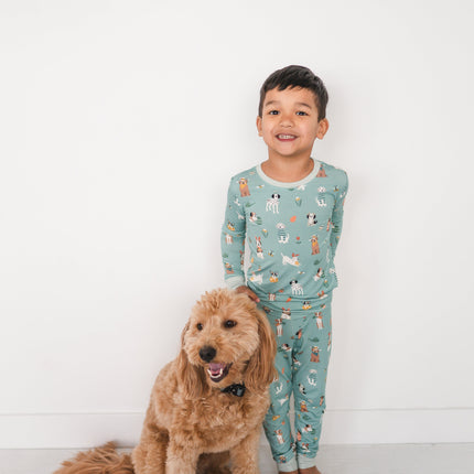 Puppy Egg Hunt (Long Sleeve PJ) - Aquamarine