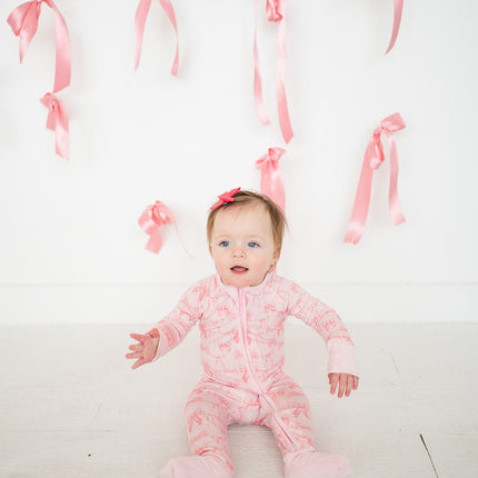 Pink Bows (Convertible Zip Footies)