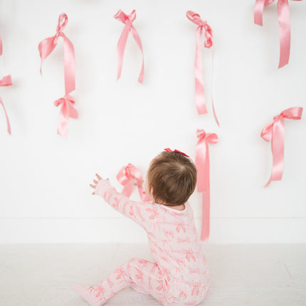 Pink Bows (Convertible Zip Footies)