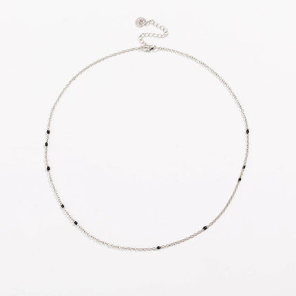 Dainty Black Onyx Beaded Link Necklace