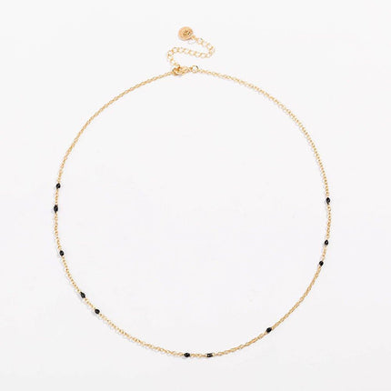 Dainty Black Onyx Beaded Link Necklace