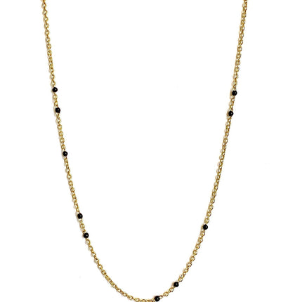 Dainty Black Onyx Beaded Link Necklace