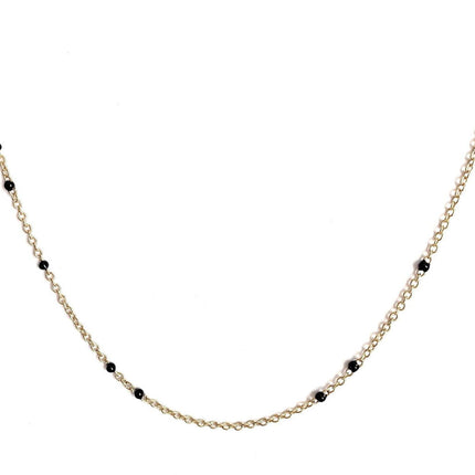 Dainty Black Onyx Beaded Link Necklace