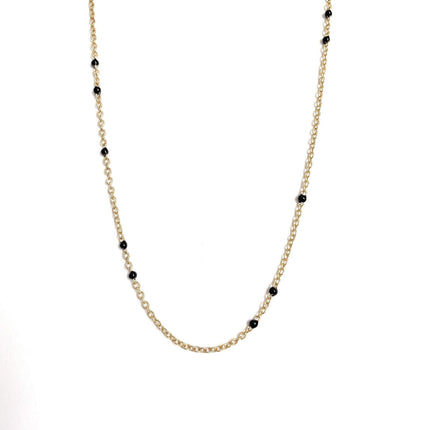 Dainty Black Onyx Beaded Link Necklace