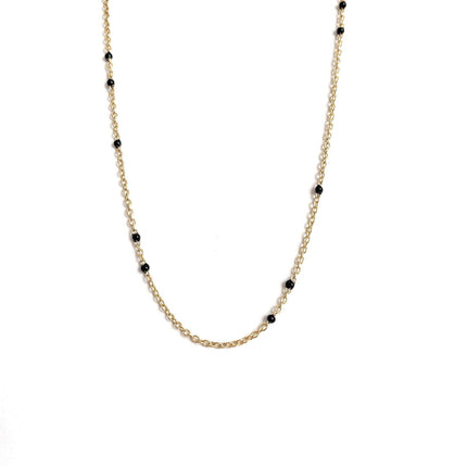 Dainty Black Onyx Beaded Link Necklace