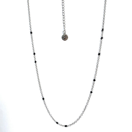 Dainty Black Onyx Beaded Link Necklace
