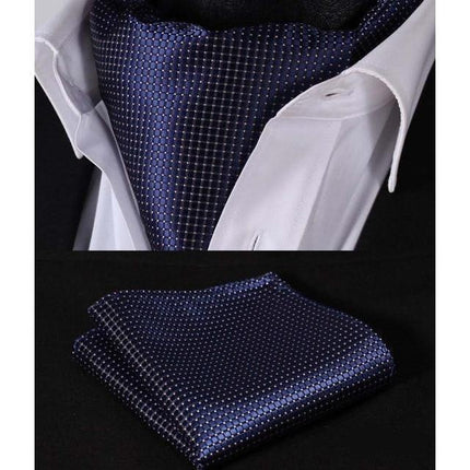 Dazzling Blue Silk Ascot/Cravat Tie & Handkerchief