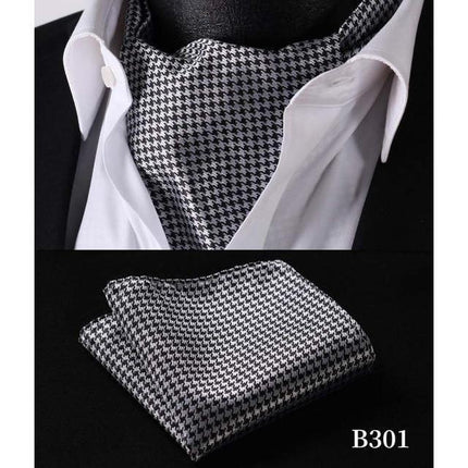Dazzling Grey Silk  Ascot/Cravat Tie & Handkerchief