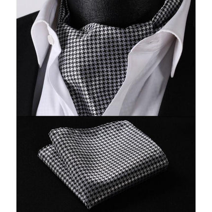 Dazzling Grey Silk  Ascot/Cravat Tie & Handkerchief