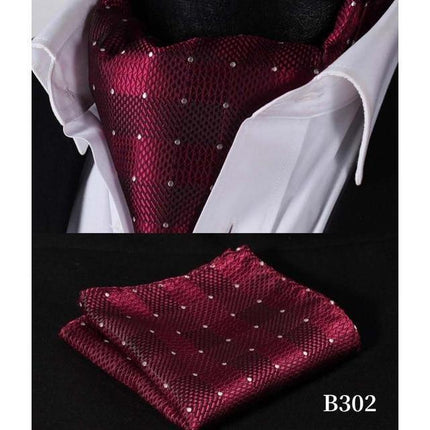 Dazzling Red Silk Ascot/Cravat Tie & Handkerchief