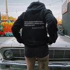 Black with logo and white text / S