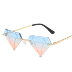 Gold frame with pink/blue lens