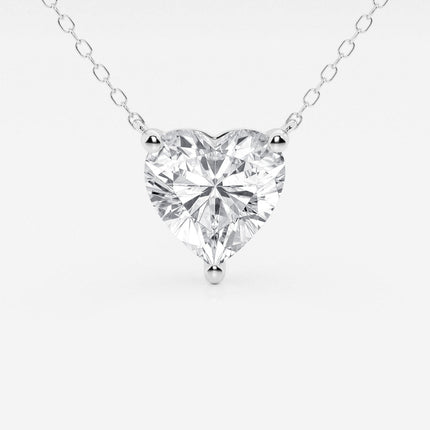 2.00 CTW Floating Heart Shape Lab Grown Diamond Solitaire Pendant Necklace F/G VS1 AGI Certified in 14K White or Yellow Gold