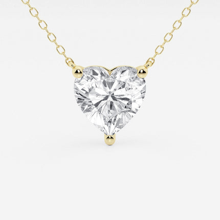 3.00 CTW Floating Heart Shape Lab Grown Diamond Solitaire Pendant Necklace F/G VS1 AGI Certified in 14K White or Yellow Gold