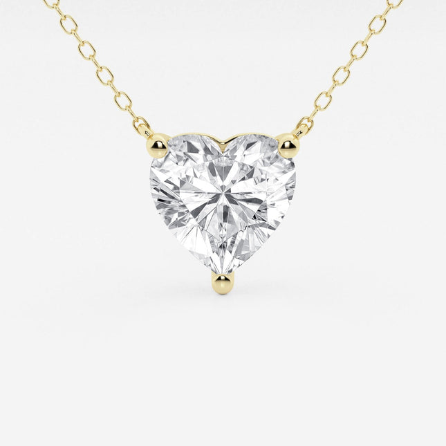 2.00 CTW Floating Heart Shape Lab Grown Diamond Solitaire Pendant Necklace F/G VS1 AGI Certified in 14K White or Yellow Gold