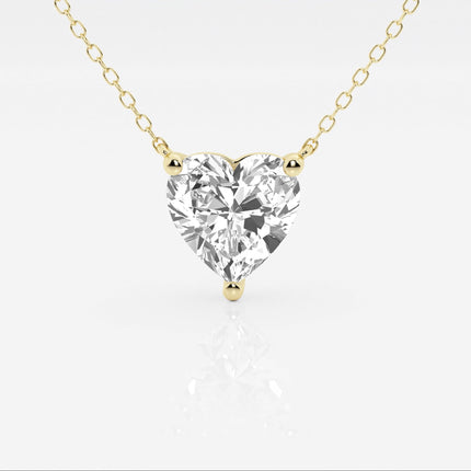 2.00 CTW Floating Heart Shape Lab Grown Diamond Solitaire Pendant Necklace F/G VS1 AGI Certified in 14K White or Yellow Gold