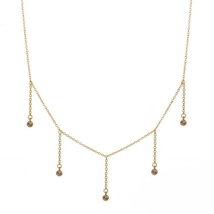 Drop Necklace with Five Cubic Zirconia Stone