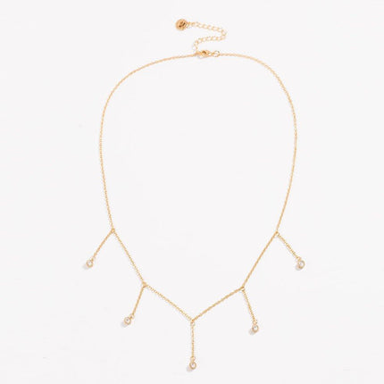 Drop Necklace with Five Cubic Zirconia Stone