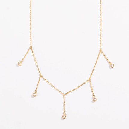 Drop Necklace with Five Cubic Zirconia Stone