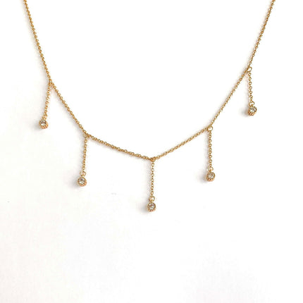 Drop Necklace with Five Cubic Zirconia Stone