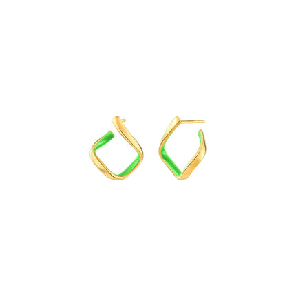 Square Enamel Huggie Hoop Earrings