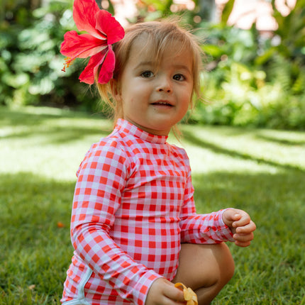 Lola One Piece Kids Swimsuit - Guava Gingham