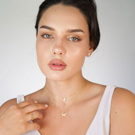 Elegant Butterfly Pendant Necklace with Sparkling Cubic Zirconia Stones