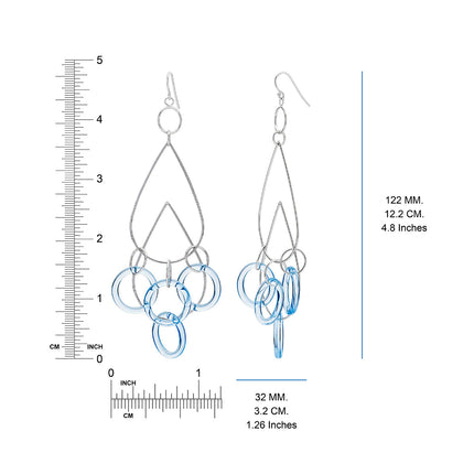 Blue and Silver Rain Drop Dangle Earrings