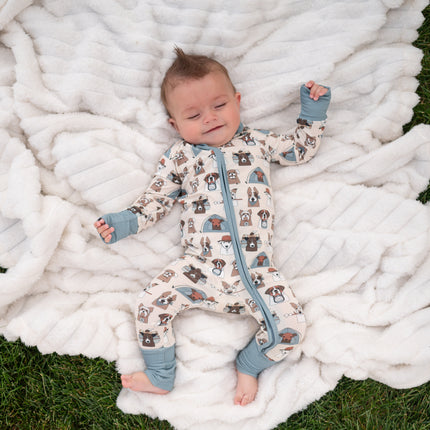 Camp Paws (Convertible Zip Footies) - Blue