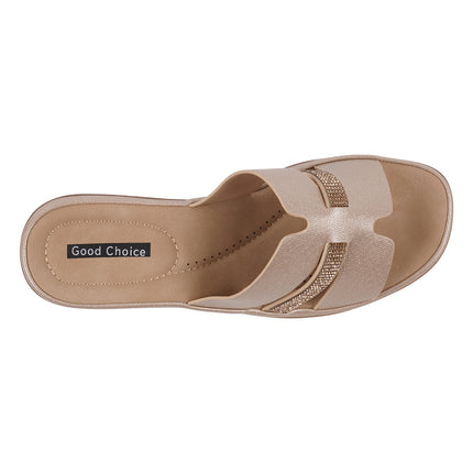 Women's Frances Gold Embellished Wedge Sandals