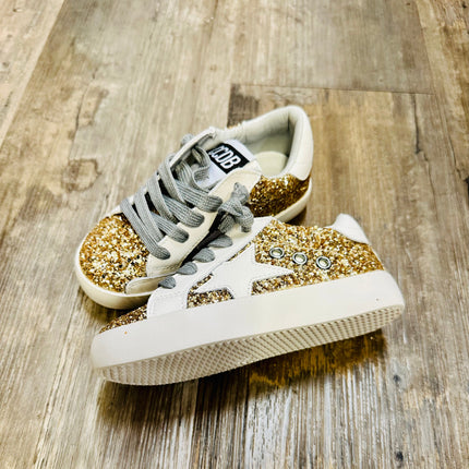 Gold Glitter White Star