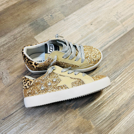 Gold Glitter with Cheetah Heel