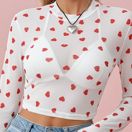 Heart Mesh long sleeve top