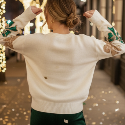 Sequins bow sweater