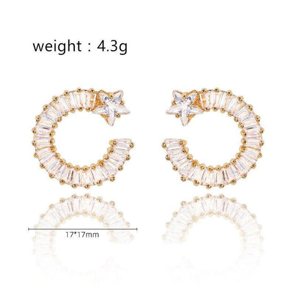 Shooting Star Earrings with White Diamond Cubic Zirconia