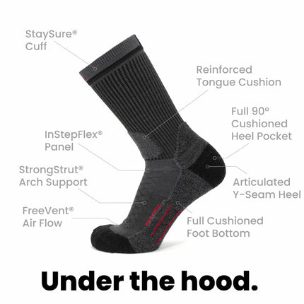 8 Pairs Graphite - Hike Crew Midweight Merino Wool Sock