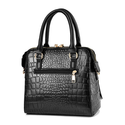 Luxury Crocodile Pattern Handbag for Women | Winter New PU Leather Tassel Shoulder Bag (Brands Design Handle Bag, Lady Purse)