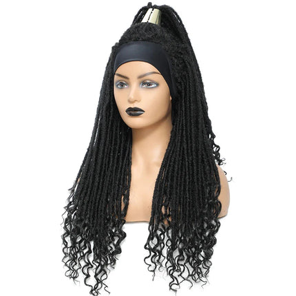 Long 22" Goddess Locs Headband Wig | Curly Ends | Soft Faux Locs | Synthetic Braids | For Women