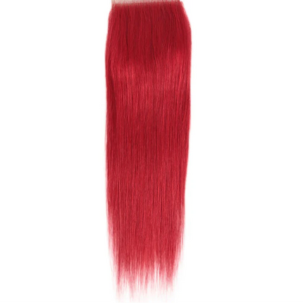 Red & Blonde Highlight Straight Bundles with Closure | 3 Pcs Brazilian Remy Human Hair Weave Extensions