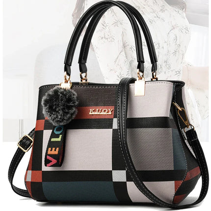Elegant Designer Handbags for Women | PU Leather Crossbody Messenger Bag with Hairball (Girls Shoulder Bag, Top-Handle Tote)