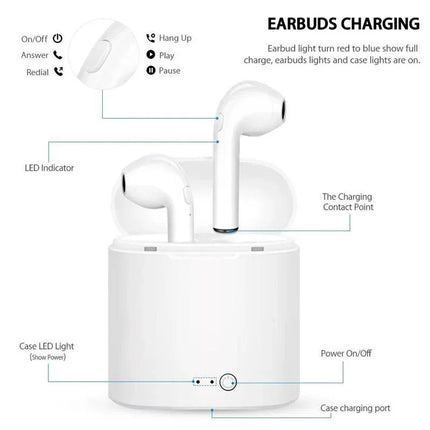 i7s tws Headphones Bluetooth 5.0 Earphones Wireless Headsets Stereo Bass Earbuds In-ear Sport Waterproof Headphone free shipping