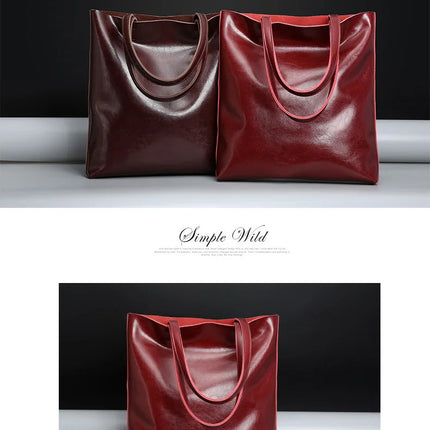 Real Genuine Leather Women's Shoulder Bags | Large Capacity Female Fashion Office Retro Handbag (Cow Leather, Big Bags for Women)
