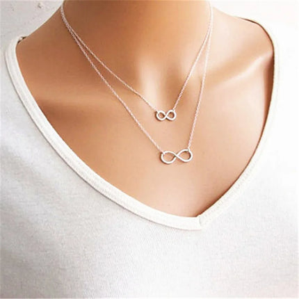 Multi Layer Necklace Chain Double Infinity Necklaces Pendants