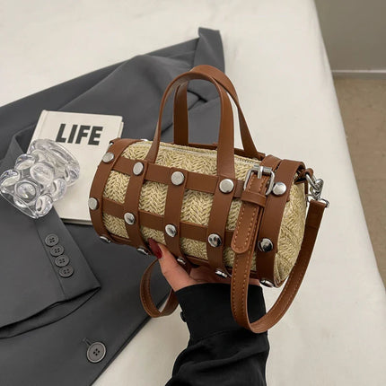 New Fashion Summer Cute Handbags | Light Feminine Straw Bags & Lady Design Purses with Rivet for Women