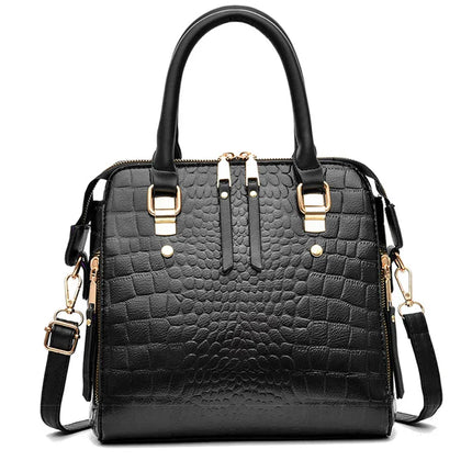 Luxury Crocodile Pattern Handbag for Women | Winter New PU Leather Tassel Shoulder Bag (Brands Design Handle Bag, Lady Purse)