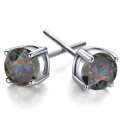 Half Carat Round Cut Topaz Stud Earrings