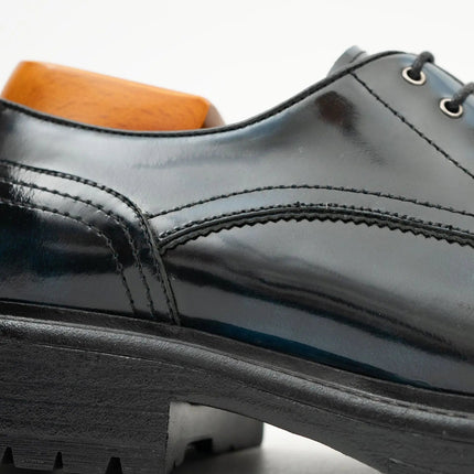 Handcrafted Big Toe Derby Shoes with Thick Sole  Blue