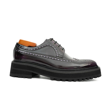 Handmade Chunky - sole Brogue Shoes Purple