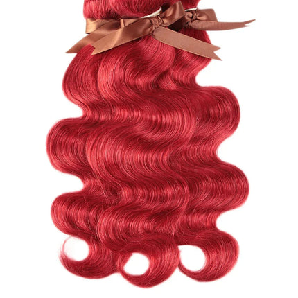 Brazilian Body Wave Bundles | Red Burgundy Human Hair Extensions (1/3/4 Pcs Weave Deals)